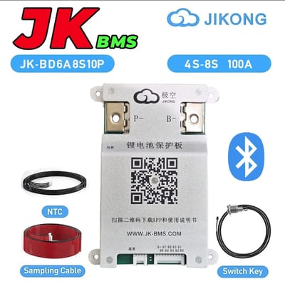 JK Smart 4S–8S 0.6A 100/200A Active Balance BMS  for Lithium / LiFePO4 / LTO –  JK-BD6A8S10P