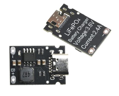 1S 3.6V 2.4A LiFePO4 Battery Charging Module Type-C S0311