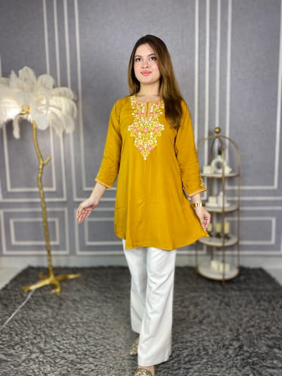 Embroidery Cotton Kurti - Image 1