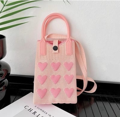 Korean Knit Mobile Bag ( Handle+Strap )