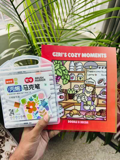 24 Acrylic Brush Pen + One Book (Combo)