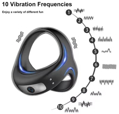 Male Penis Ring Vibrator Triangle Vibrating Cock Ring Delay Ejaculation Magnetic Charging Sex Toy For Men Penis Ring Masturbator