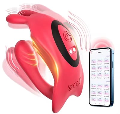 Couples App Remote Control Wearable Panty Vibrator Masturbation Tool with Rabbit Stimulator for G Spot Clitoral Penis Pleasure