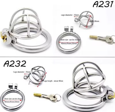 Lockable Stainless Steel Male Chastity Device Belt Cock Cage with 3 Size Penis Ring Bondage Adult Game Sex Toys for Men A231