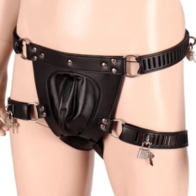 PU/Real Leather Sexy Panties BDSM Bondage Restraints Penis Cock Cage Male Chastity Devices Belt Erotic Sexy Toys