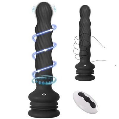 Remote Control Anal Vibrator Male Prostate Massager Wriggling Rotating Vibrating Anal Beads Adult Sex Toys with Suction Cup