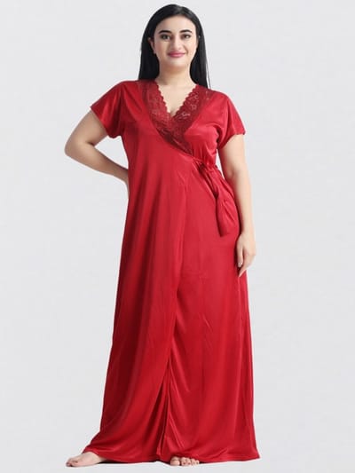 4 Part Premium Nightwear Combo ( Maroon) - Image 2