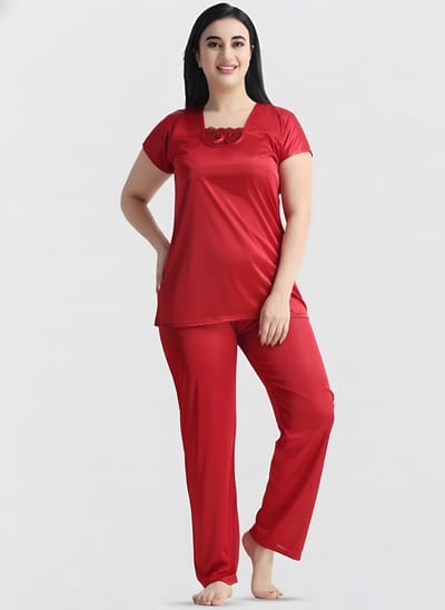 4 Part Premium Nightwear Combo ( Maroon) - Image 4