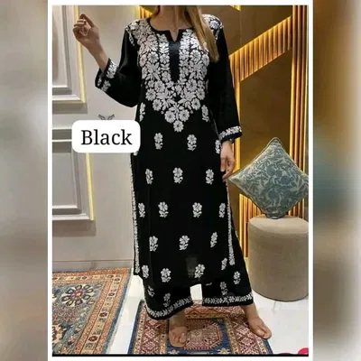 Lucknow Stitched Tow Piece (Black)