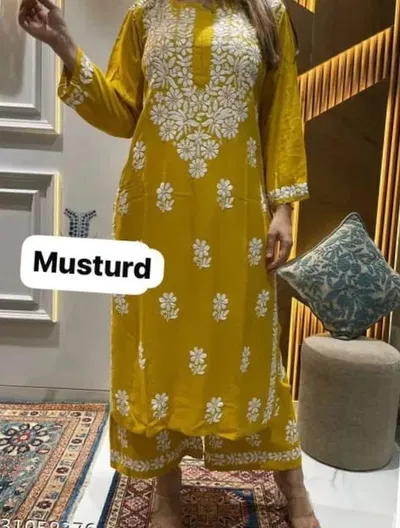 Lucknow Stitched Tow Piece (Musturd)