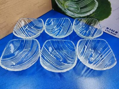 Crystal Glass Firni Set 6 Pcs --কাচের নাস্তা বাটি সেট -৬ পিছ #142B - Image 2
