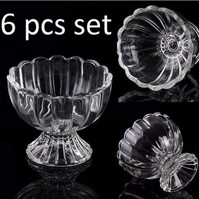 Glass Icream Nasta Bati Set 6 pcs-কাচের নাস্তা বাটি সেট -৬ পিছ #Shapla - Image 3