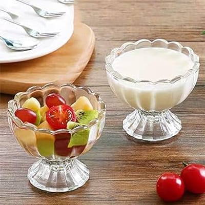 Glass Icream Nasta Bati Set 6 pcs-কাচের নাস্তা বাটি সেট -৬ পিছ #Shapla - Image 5