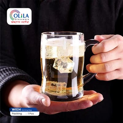 Glass Water Mug 455ML-জাম্বু সাইজ কাচের মগ #24 - Image 1