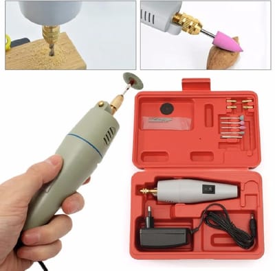 Mini Electric Drill Grinder Rotary Tool Kit with Variable Bits and Power Adapter