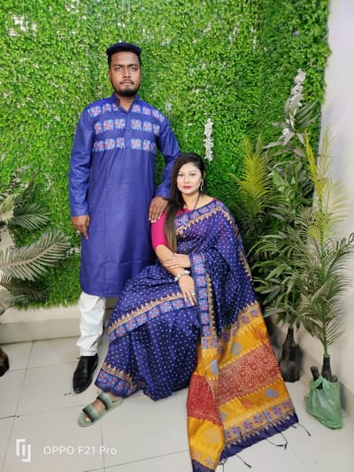 এক্সক্লুসিভ ধুপিয়ান সিল্ক শাড়ি & পাঞ্জাবি কাপল ড্রেস - Image 16