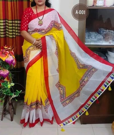 হাফ সিল্ক স্কিন প্রিন্ট শাড়ি - Image 6