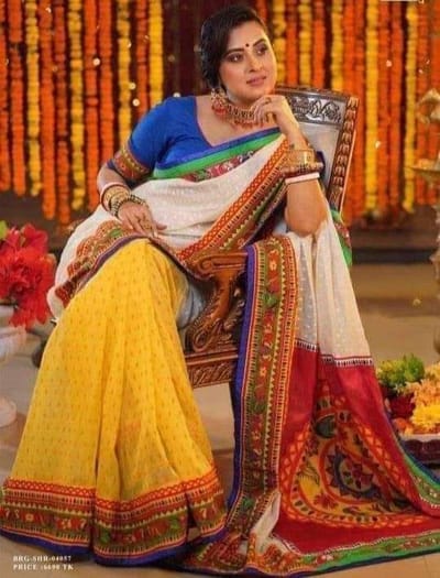 হাফ সিল্ক স্কিন প্রিন্ট শাড়ি - Image 7