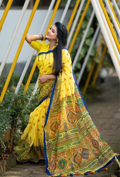 হাফ সিল্ক স্কিন প্রিন্ট শাড়ি - Image 14