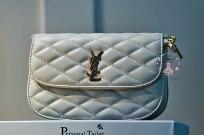 Ultra Premium Luxury Ladies Bag || White || Black Leather ||