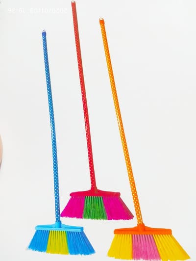 মেঝের  প্লাস্টিকের ঝাড়ু - Plastic Wall Cleaning Broom Long PLASTIC Handle Floor Sweeper-V3 - Image 1