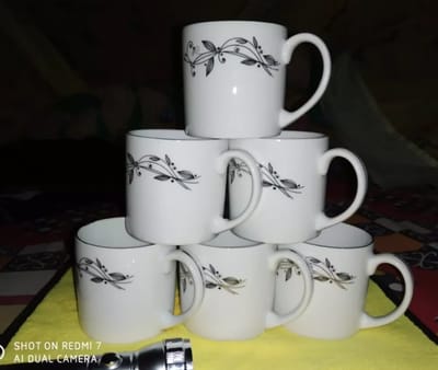 সিরামিকের চা বা কফি কাপ সেট -৬ পিছ- সেটCeramic Tea Cup - Coffee Mug - Black Flower 200ml #81 - Image 2