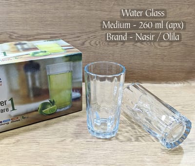স্বচ্ছ কাচের পানির গ্লাস ৬ পিছ -Water Glass / Drinking Glass - 6 pcs #NT2 - Image 1