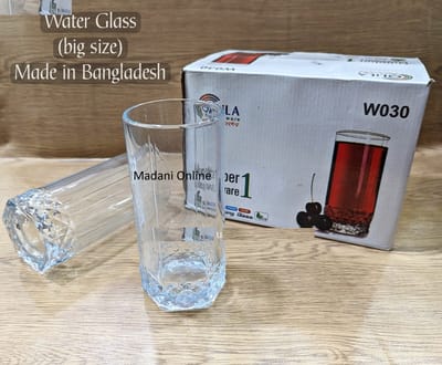 স্বচ্ছ কাচে পানির গ্লাস ৬ পিছ -Drinking Water  glass 6 piece set #30 - Image 4