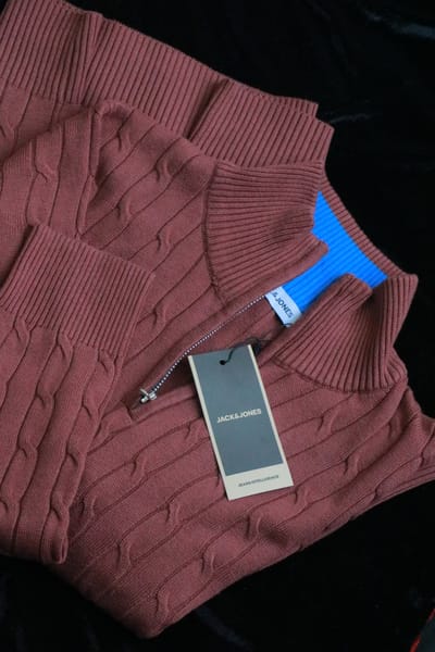 Half-Zip-Knit Sweater - Maroon