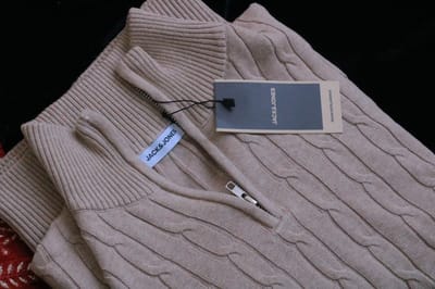 Half-Zip-Knit Sweater - Light Ash