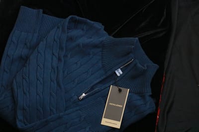 Half-Zip-Knit Sweater - Blue