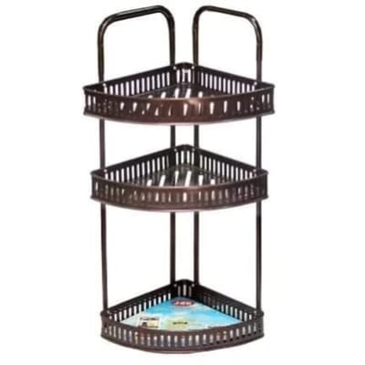৩ লেয়ার মেটাল কর্নার শেল্ফ-3 Tier Wall Hanging Metal Corner Shelf-coffe - Image 3