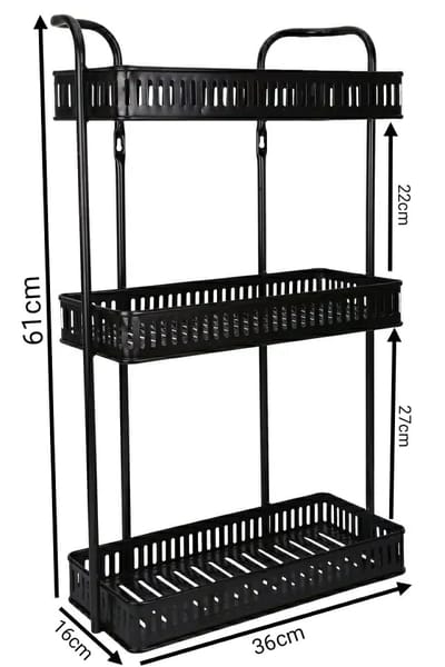 ৩ লেয়ার মেটাল  শেল্ফ-3 Tier Wall Hanging Metal Shelf-wide coffe - Image 2