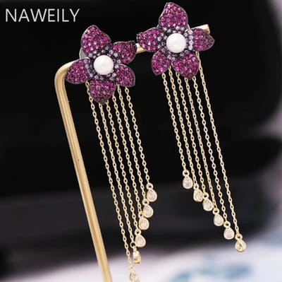 Multi Chain Flower Earring - Image 1