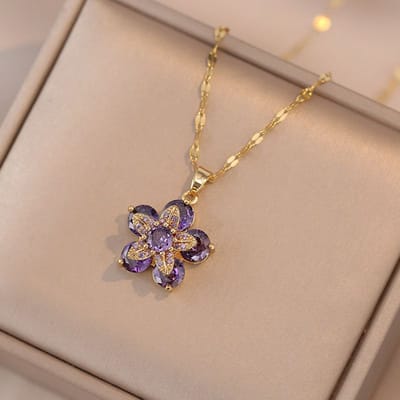 Luxury flower stainless steel necklace - Image 1