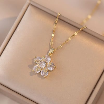Luxury flower stainless steel necklace - Image 3