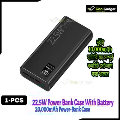 Super-Fast Charging Power Bank 20000mAh – PD 22.5W | Dual USB + Type-C | Bidirectional Fast Charging | Black & White