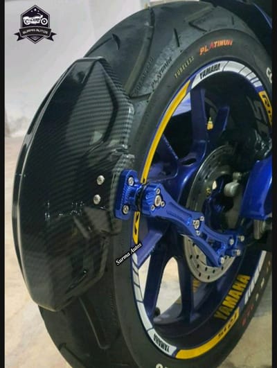 Blue Carbon Universal Tyre Guard For Motorcycle - মাড গার্ড সব বাইকের জন্যে। - Image 3