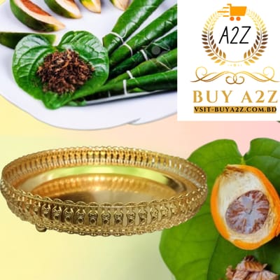 Beautiful SS Golden Steel Pandan serving tray - পানদান - Image 1