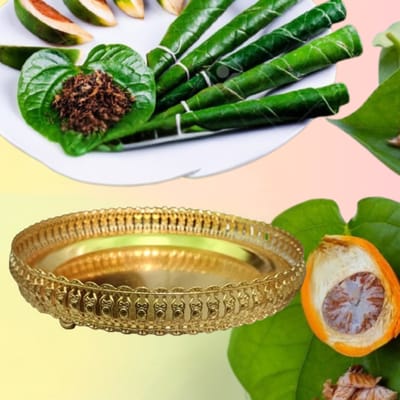 Beautiful SS Golden Steel Pandan serving tray - পানদান - Image 2