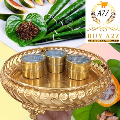 Paner Bata Pandan Sets Khandani Paner Box Betel Leaf serving tray gold-পানদান - Image 1