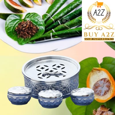 Paner Bata Pandan Sets Khandani Paner Box Betel Leaf Bowl Set - With 3 Pots Experience Traditional Betel Leaf Serving-পানদান - Image 1