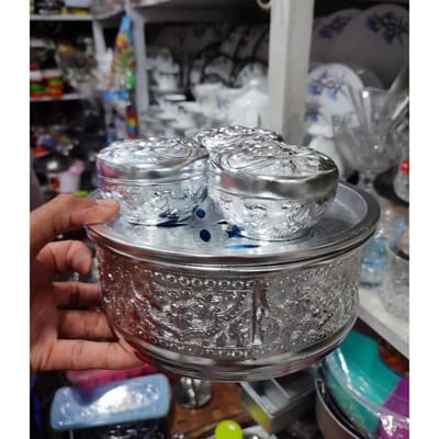 Paner Bata Pandan Sets Khandani Paner Box Betel Leaf Bowl Set - With 3 Pots Experience Traditional Betel Leaf Serving-পানদান - Image 2