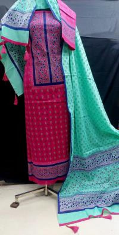 ব্লক প্রিন্ট থ্রি পিস - Image 4