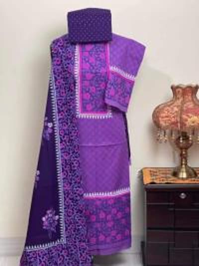 ব্লক প্রিন্ট থ্রি পিস - Image 6