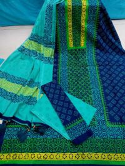 ব্লক প্রিন্ট থ্রি পিস - Image 10