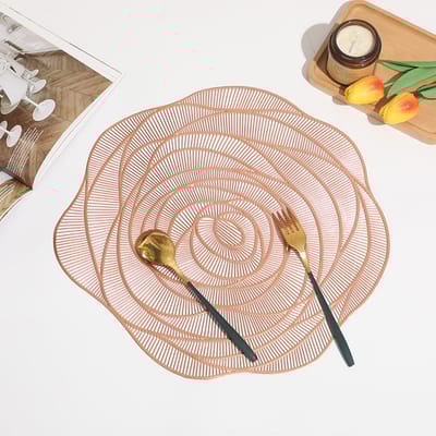 6 Pcs Round Table Placemat Mat- Gold - Image 1