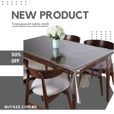 PVC 1.6mm Transparent Clear Dining Table Cover mat / Cloth Waterproof Protector - For 6 Chair ( 7 fit by 4.7 fit ) - Image 2