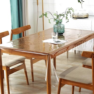 PVC 12mm 6 seater Waterproof Oilproof Thin Soft PVC Table Cloth Transparent Tablecloth -84x54 inch - Image 3