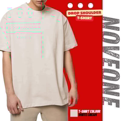 White Cream - Drop Shoulder T-shirt for Men